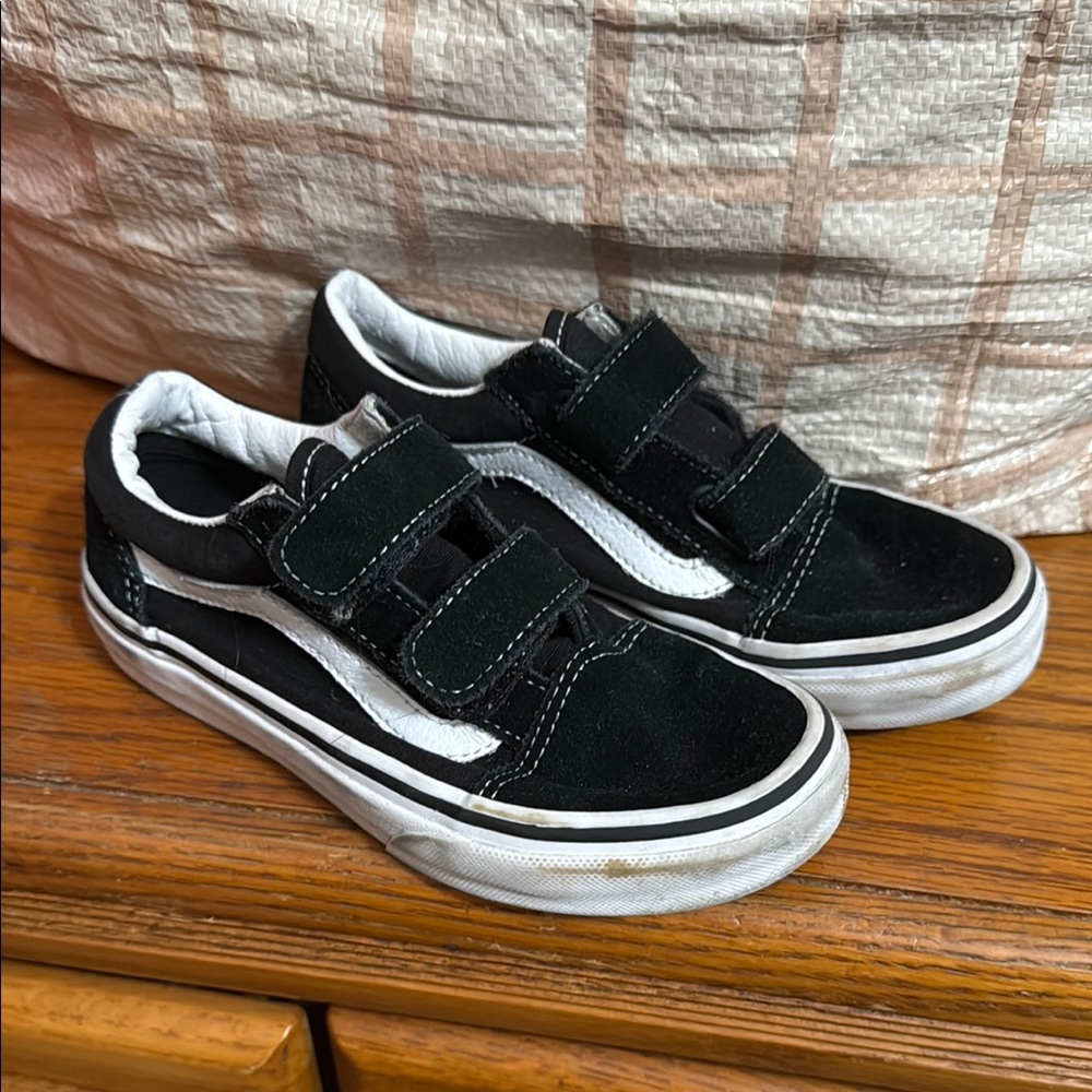 Kids Black Velcro Sneakers